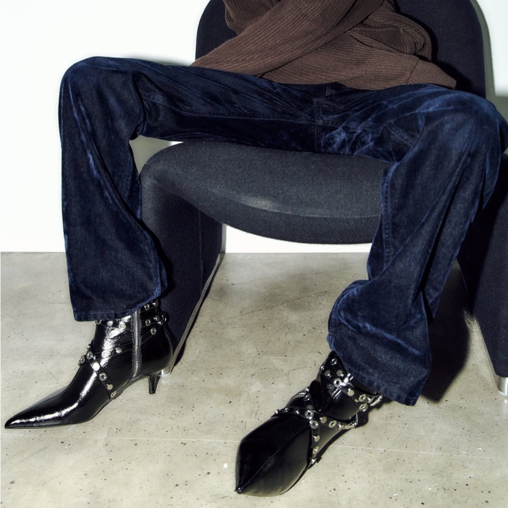 ZARA metal trim heeled booties